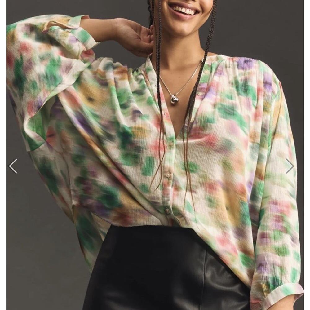 Anthropologie Pilcro Top Blouse Women’s XS Watercolor The Sidney Batwing - Picture 11 of 11